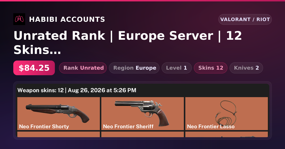 Unrated Rank | Europe Server | 12 Skins | 2 Knives | Level 1 — HabibiAccounts