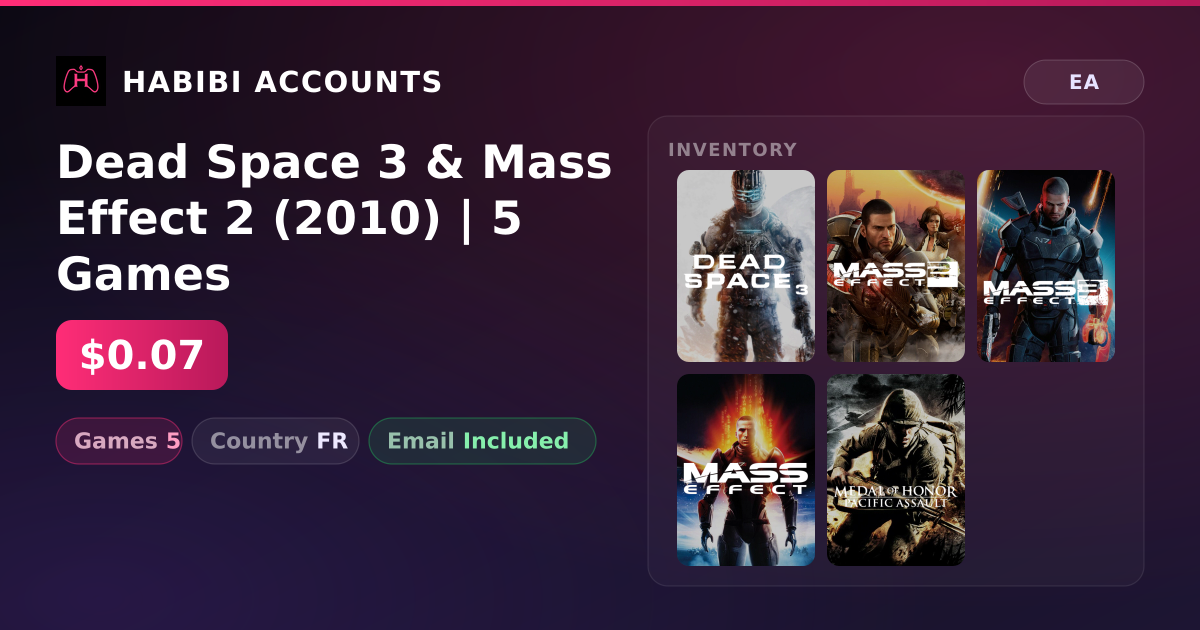 Dead Space 3 & Mass Effect 2 (2010) | 5 Games — HabibiAccounts