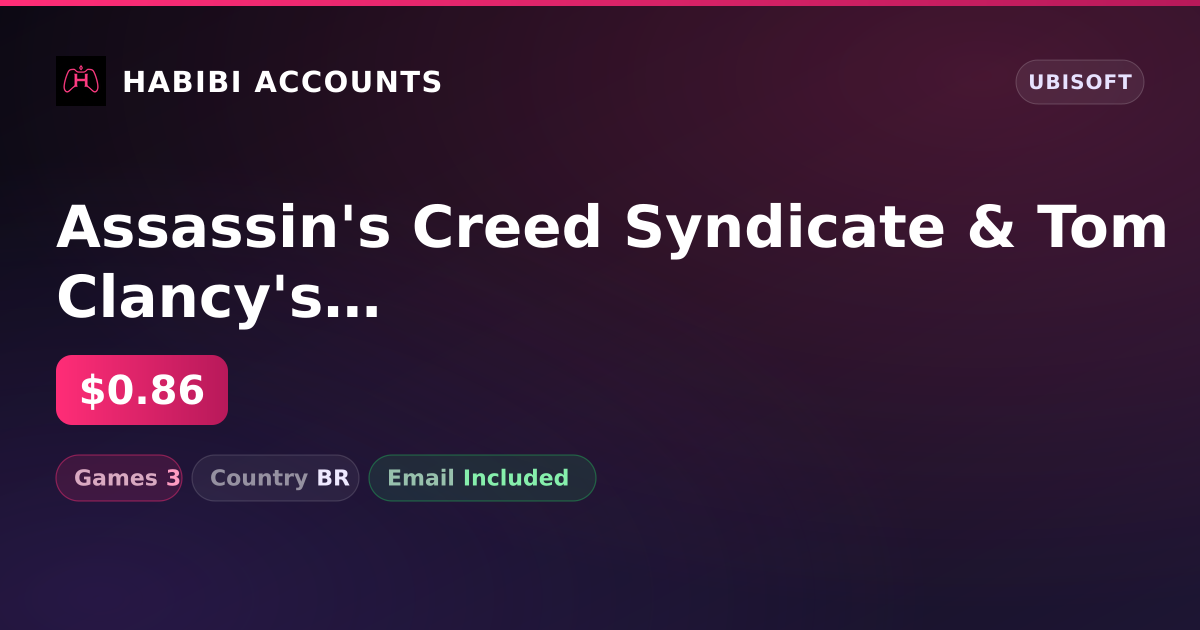 Assassin's Creed Syndicate & Tom Clancy's The Division 2 | 3 Games — HabibiAccounts