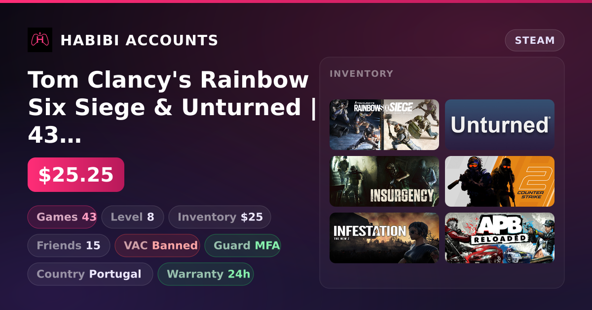 Tom Clancy's Rainbow Six Siege & Unturned | 43 Games | Has VAC