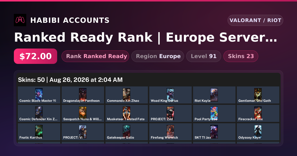 Ranked Ready Rank | Europe Server | 23 Skins | 2 Knives | Level 91
