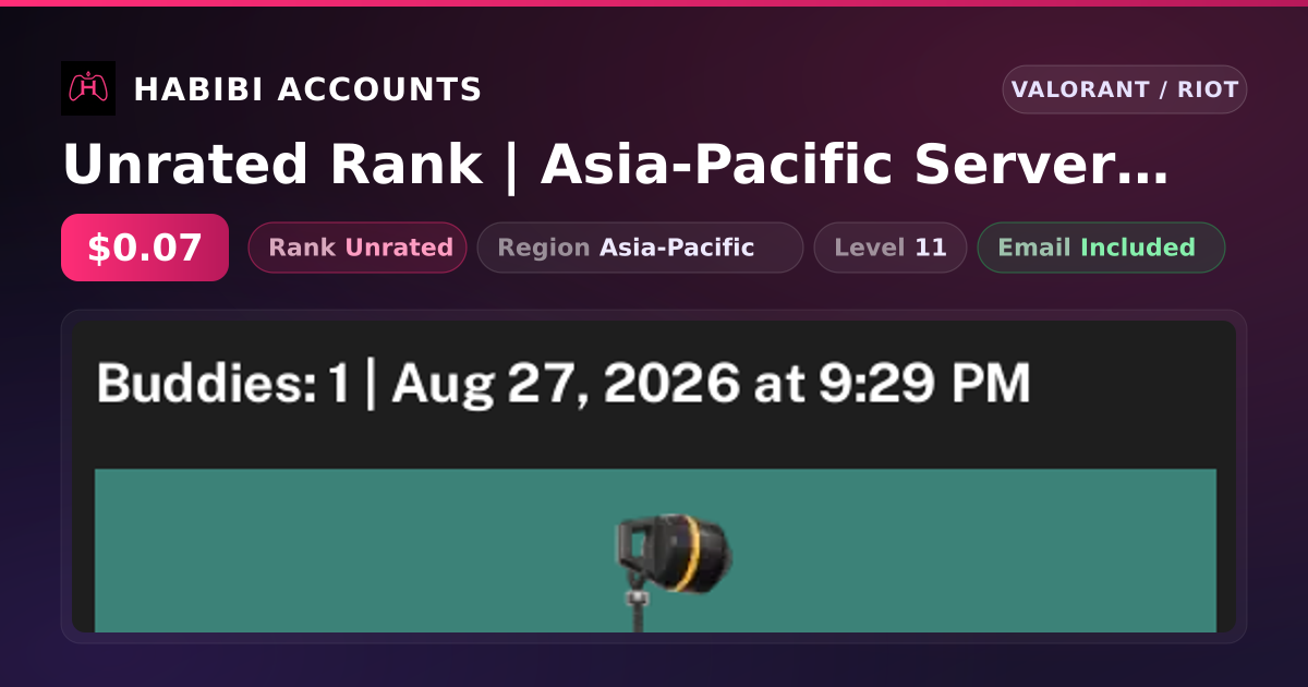 Unrated Rank | Asia-Pacific Server | Level 11 — HabibiAccounts