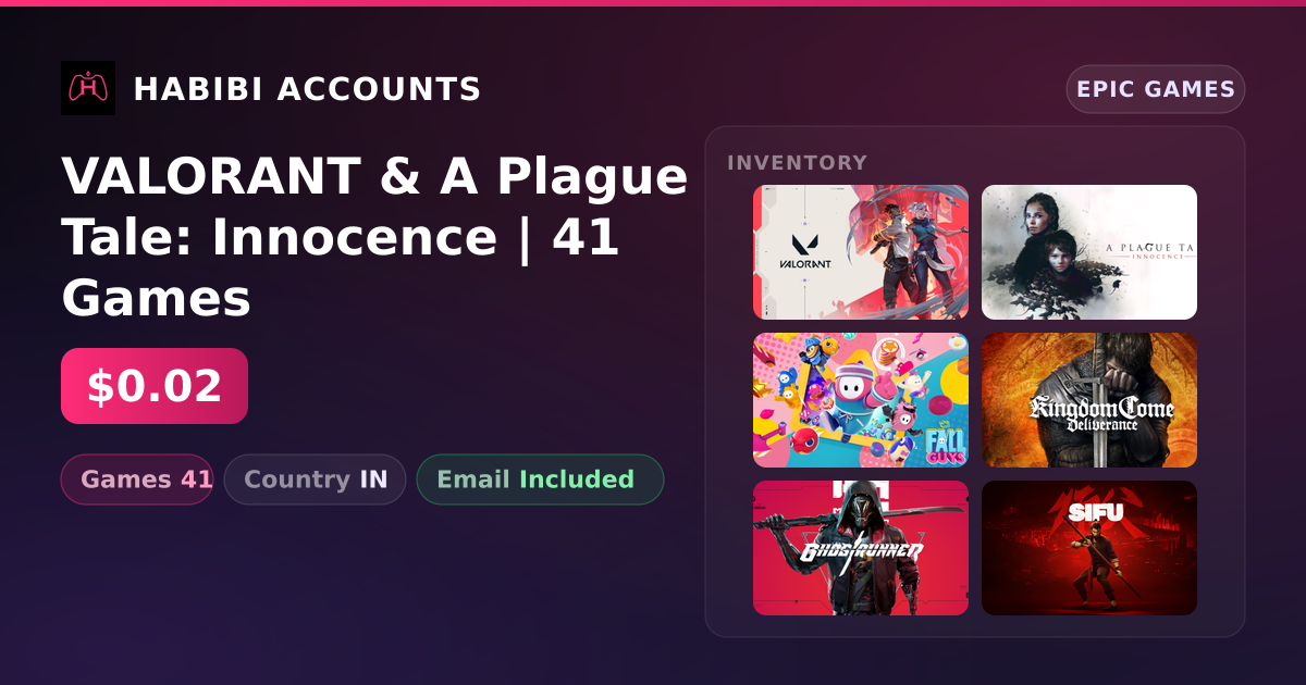 VALORANT & A Plague Tale: Innocence | 41 Games — HabibiAccounts