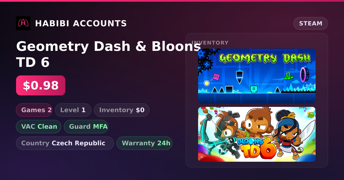 Geometry Dash & Bloons TD 6 — HabibiAccounts