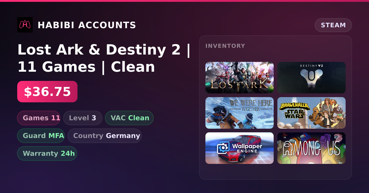 Lost Ark & Destiny 2 | 11 Games | Clean
