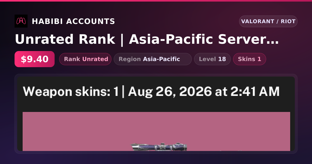 Unrated Rank | Asia-Pacific Server | 1 Skins | Level 18 — HabibiAccounts