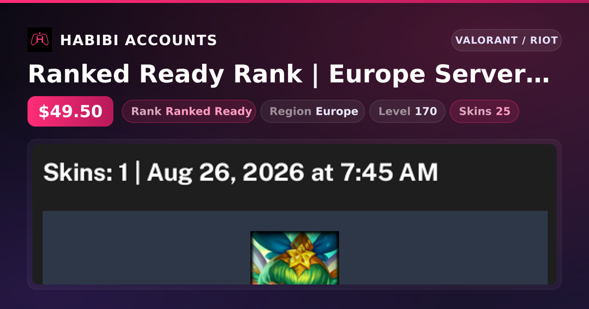 Ranked Ready Rank | Europe Server | 25 Skins | 1 Knives | Level 170 — HabibiAccounts