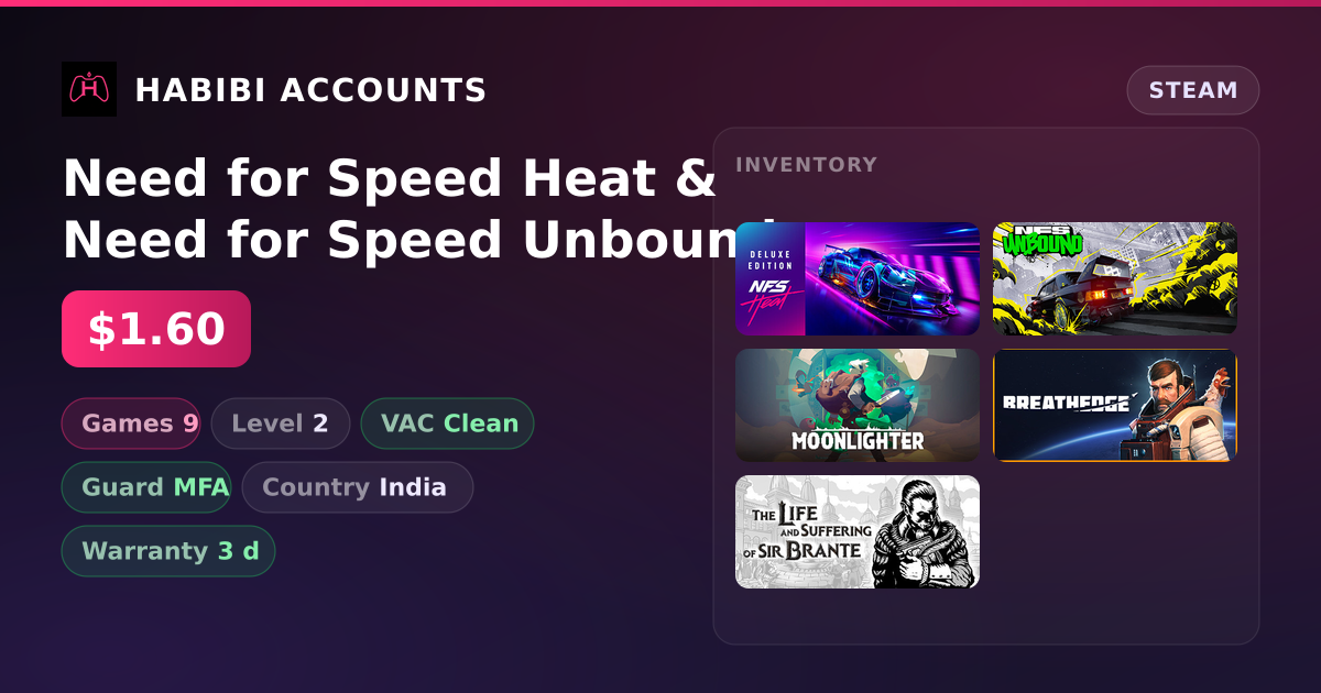 Need for Speed Heat & Need for Speed Unbound | Clean — HabibiAccounts