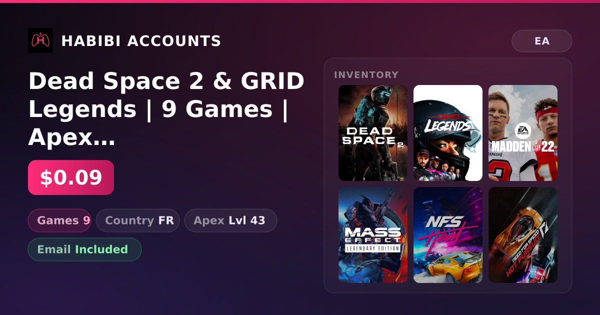 Dead Space 2 & GRID Legends | 9 Games | Apex Lvl 43 — HabibiAccounts