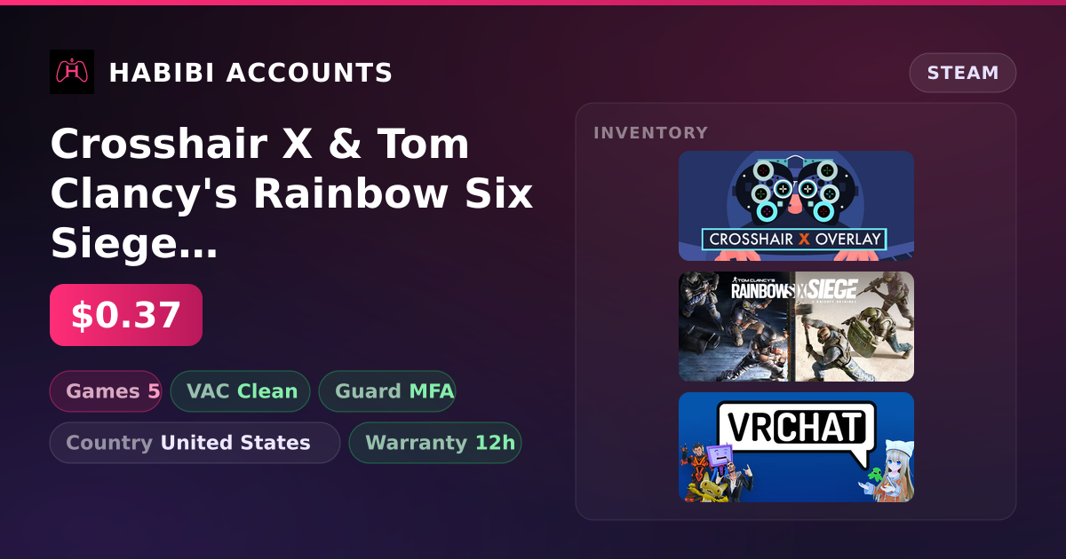 Crosshair X & Tom Clancy's Rainbow Six Siege | Clean — HabibiAccounts