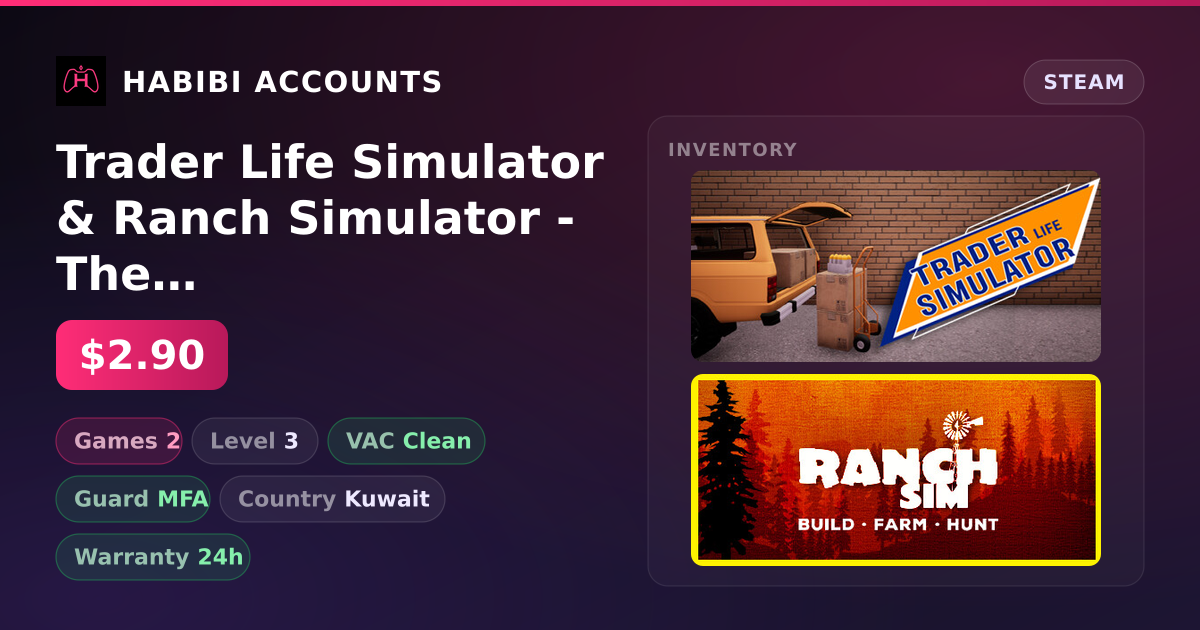 Trader Life Simulator & Ranch Simulator - The Realistic Multiplayer Agriculture Management Sandbox; Farm, Harvest, Hunt & Build — HabibiAccounts