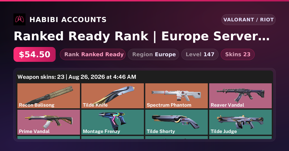 Ranked Ready Rank | Europe Server | 23 Skins | 2 Knives | Level 147 — HabibiAccounts
