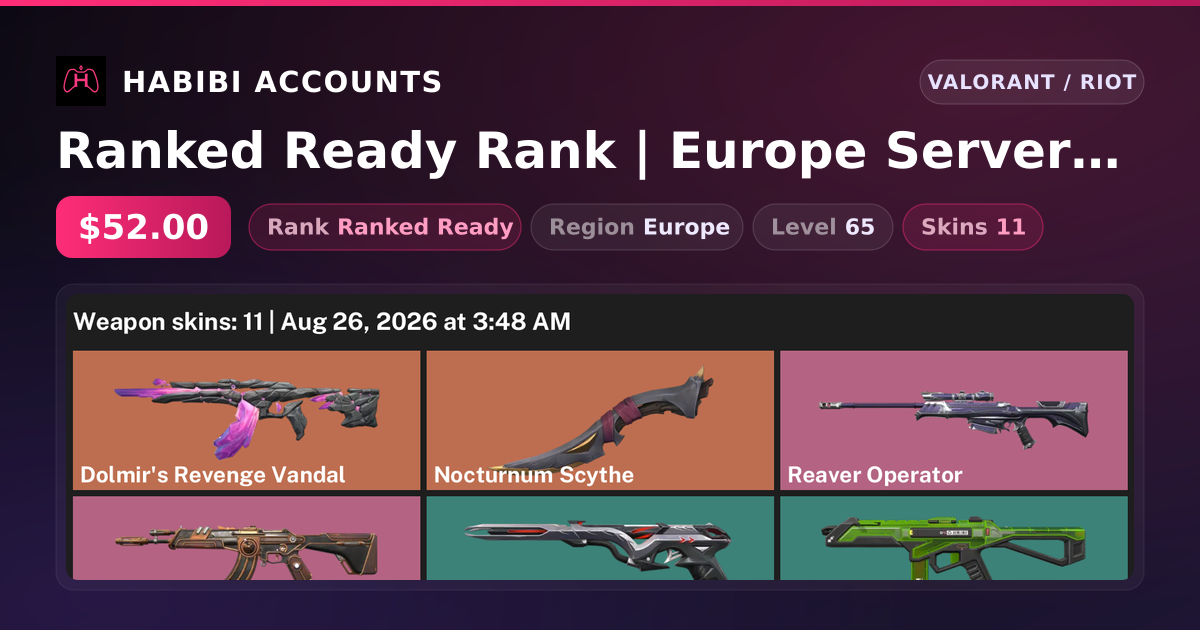Ranked Ready Rank | Europe Server | 11 Skins | 1 Knives | Level 65 — HabibiAccounts