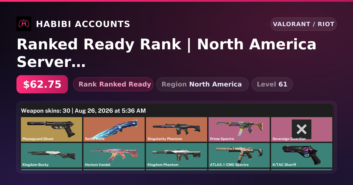 Ranked Ready Rank | North America Server | 30 Skins | 1 Knives | Level 61 — HabibiAccounts
