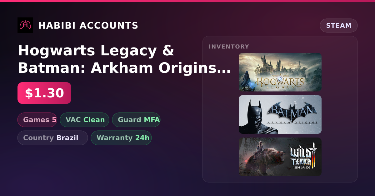 Hogwarts Legacy & Batman: Arkham Origins | Clean — HabibiAccounts