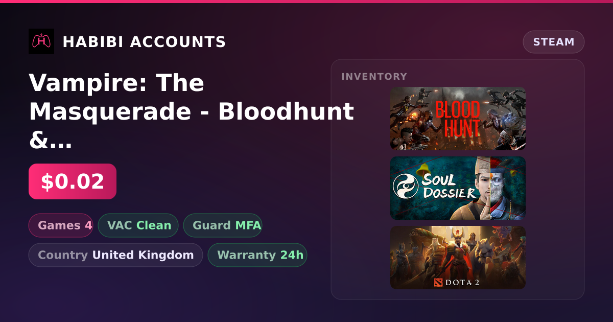 Vampire: The Masquerade - Bloodhunt & Soul Dossier — HabibiAccounts