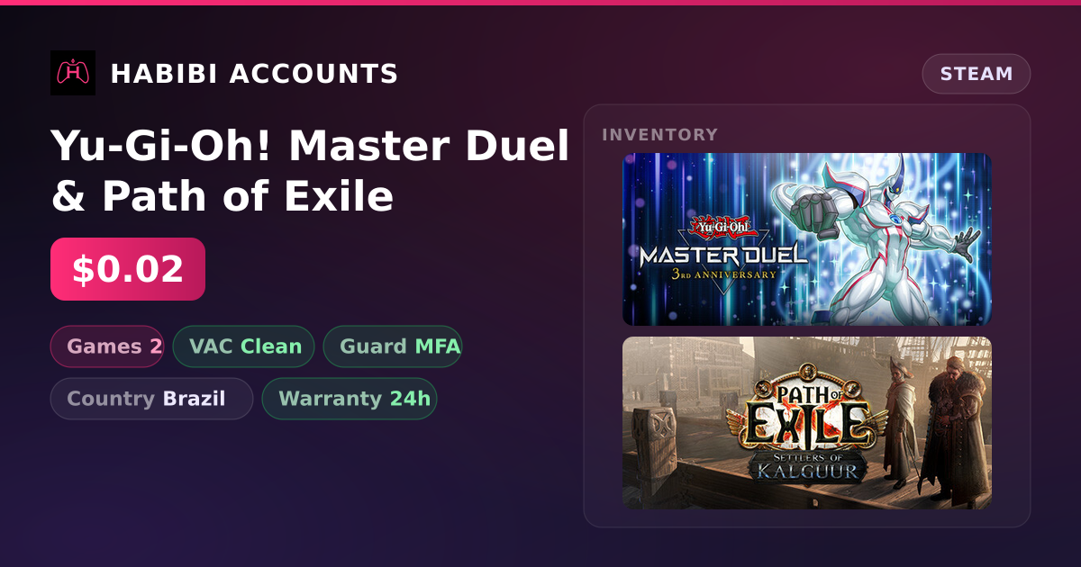 Yu-Gi-Oh! Master Duel & Path of Exile — HabibiAccounts