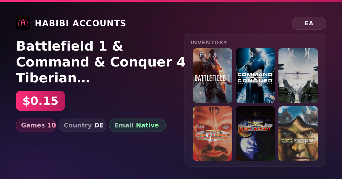 Battlefield 1 & Command & Conquer 4 Tiberian Twilight | 10 Games — HabibiAccounts