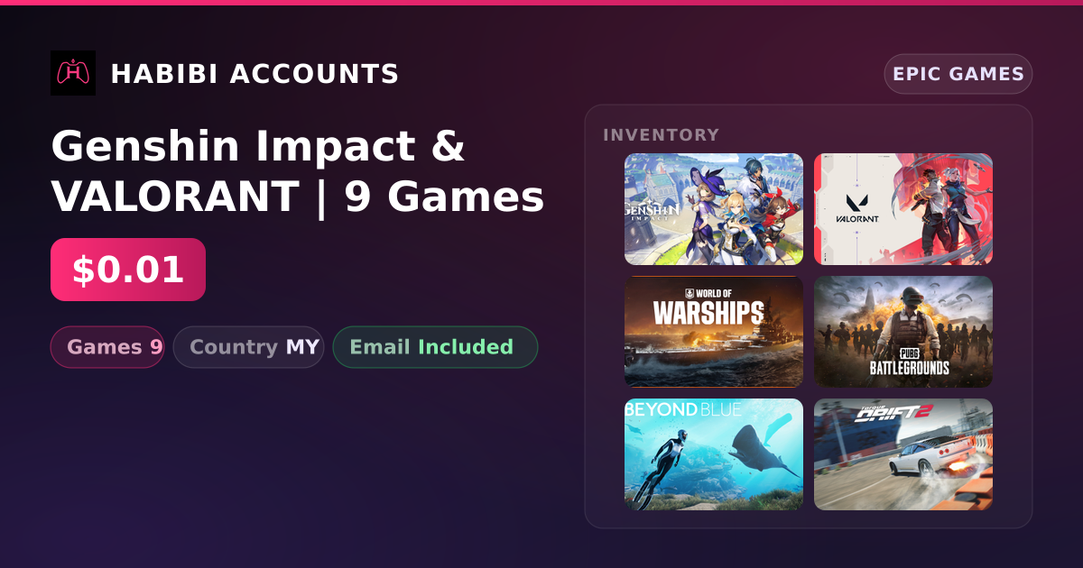 Genshin Impact & VALORANT | 9 Games — HabibiAccounts