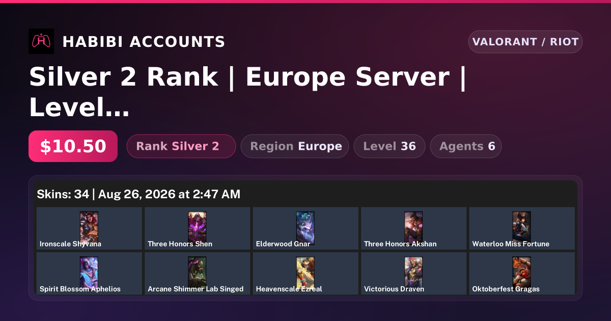 Silver 2 Rank | Europe Server | Level 36 — HabibiAccounts
