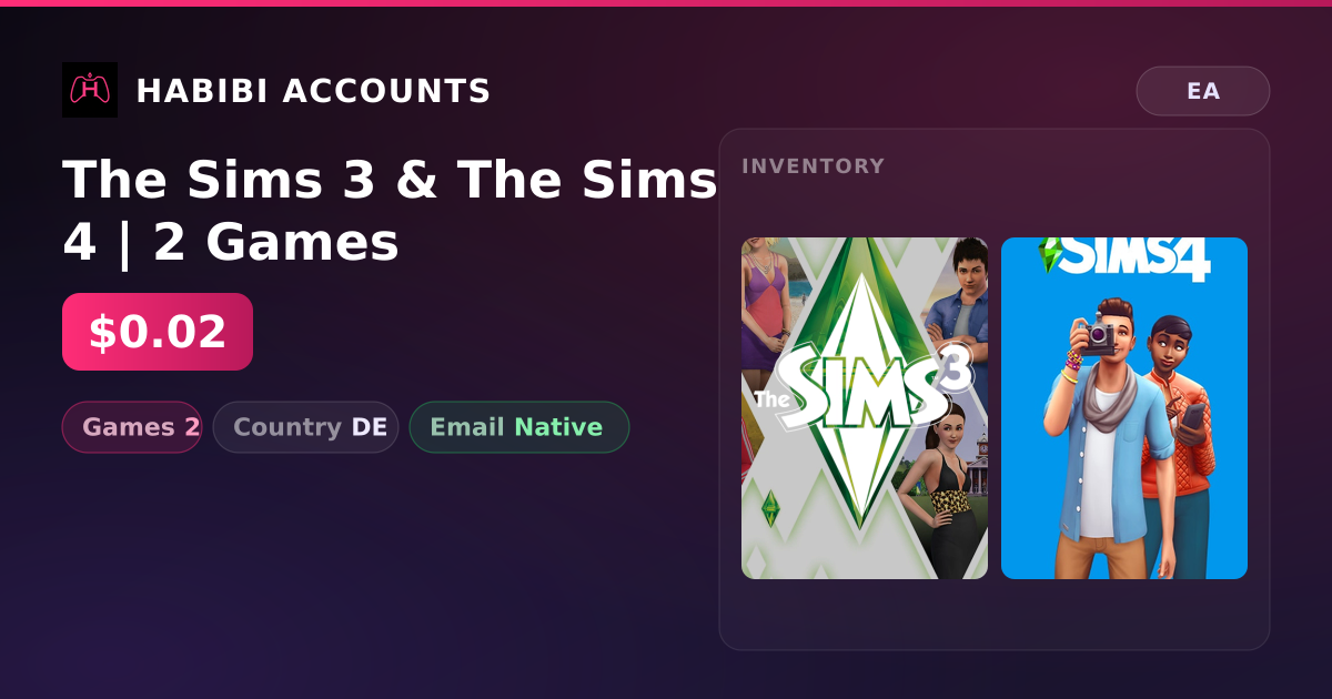The Sims 3 & The Sims 4 | 2 Games — HabibiAccounts