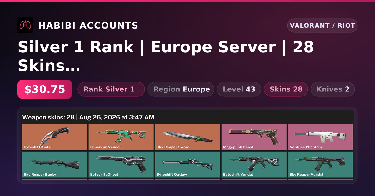Silver 1 Rank | Europe Server | 28 Skins | 2 Knives | Level 43 — HabibiAccounts