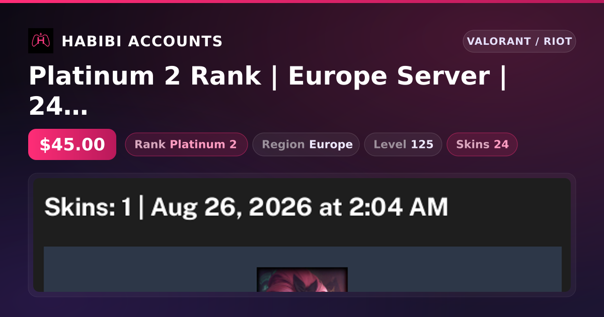 Platinum 2 Rank | Europe Server | 24 Skins | 1 Knives | Level 125
