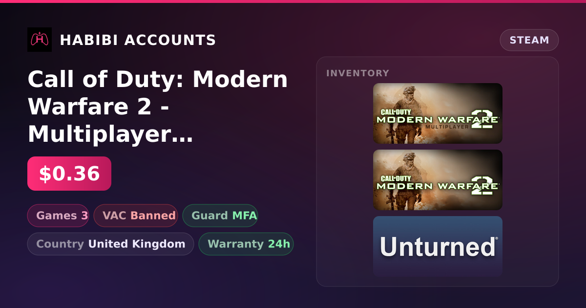 Call of Duty: Modern Warfare 2 - Multiplayer (2009) & Call of Duty: Modern Warfare 2 (2009) | Has VAC — HabibiAccounts