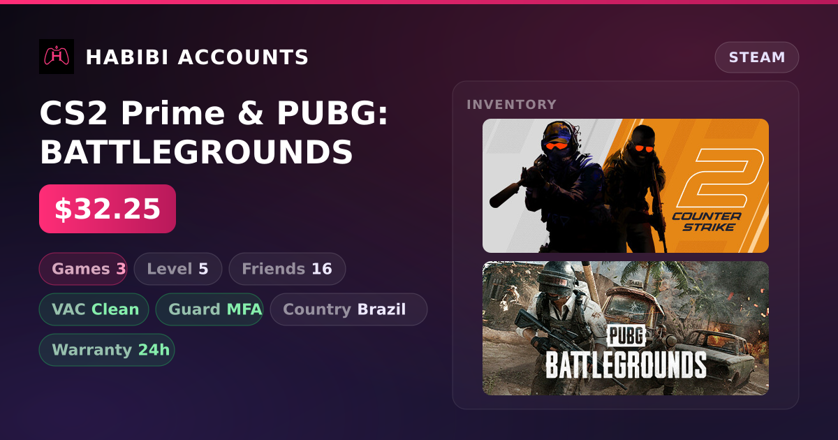 CS2 Prime & PUBG: BATTLEGROUNDS