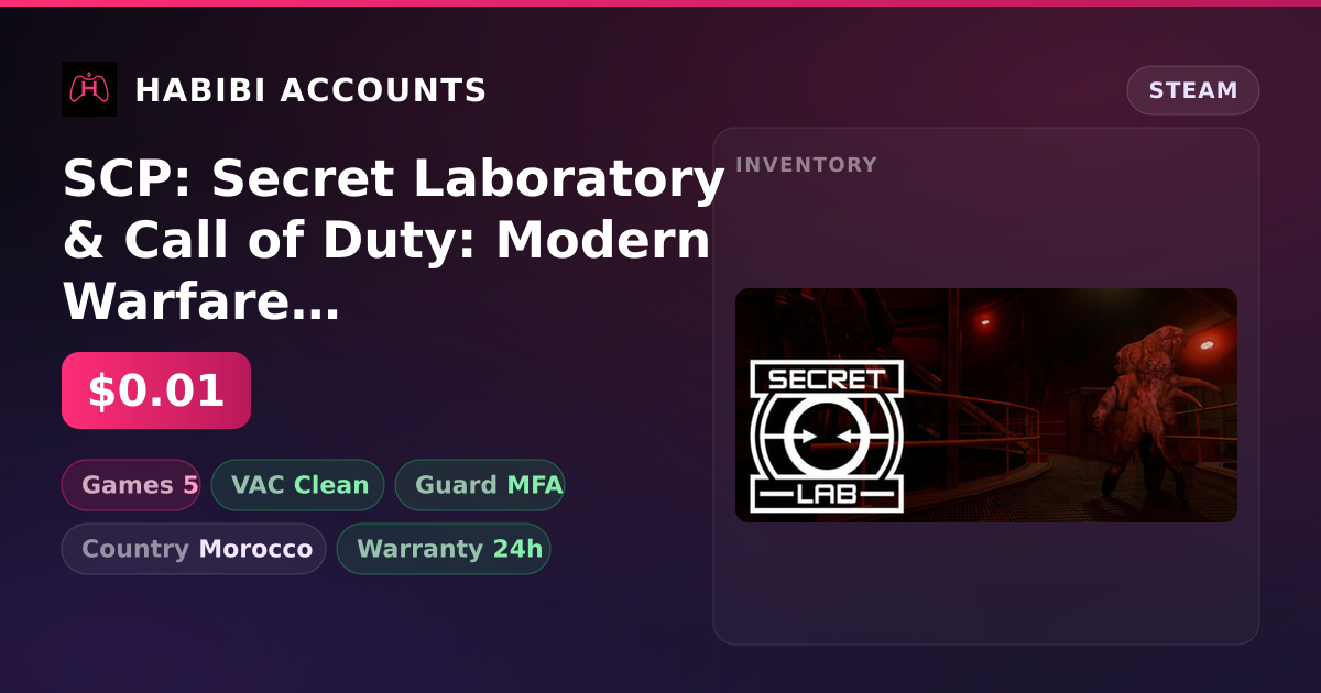 SCP: Secret Laboratory & Call of Duty: Modern Warfare II | Clean — HabibiAccounts