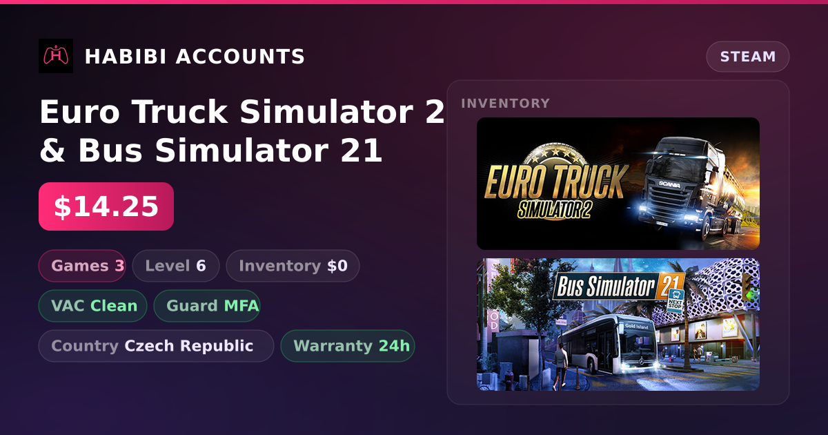 Euro Truck Simulator 2 & Bus Simulator 21 — HabibiAccounts