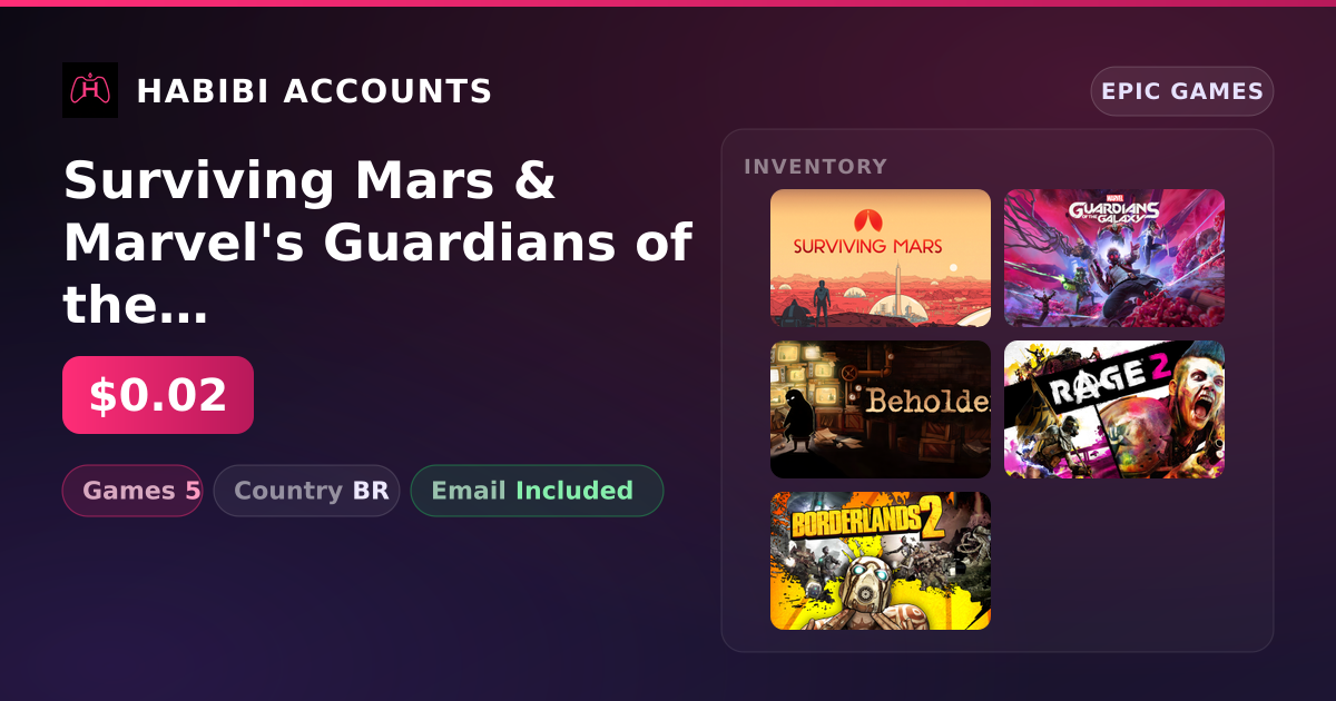 Surviving Mars & Marvel's Guardians of the Galaxy | 5 Games — HabibiAccounts