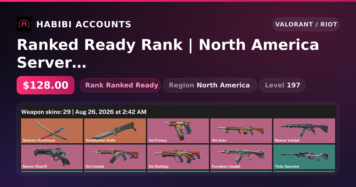 Ranked Ready Rank | North America Server | 29 Skins | 2 Knives | Level 197 — HabibiAccounts