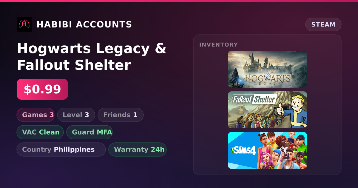 Hogwarts Legacy & Fallout Shelter — HabibiAccounts