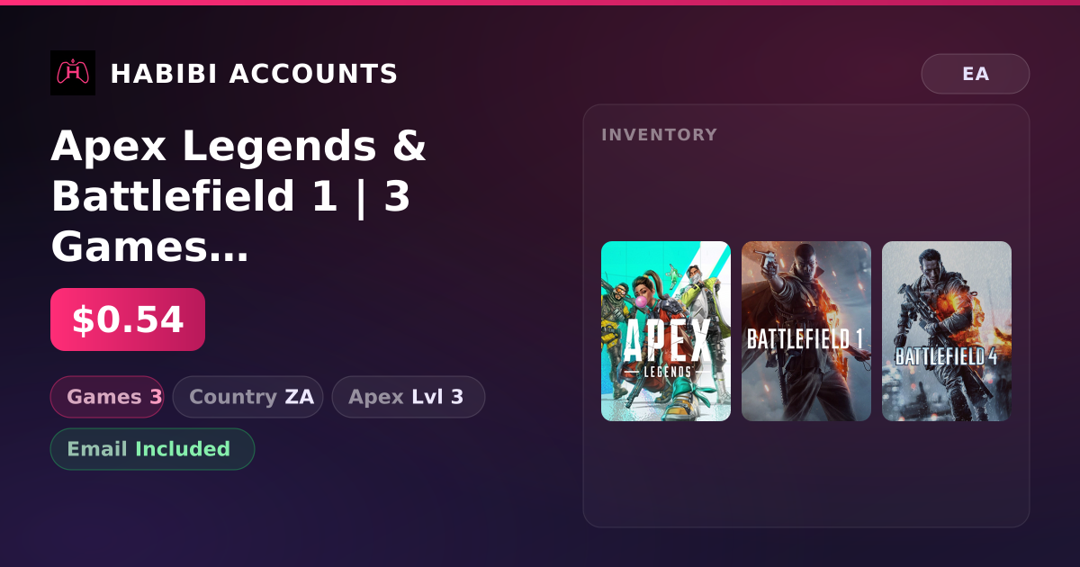 Apex Legends & Battlefield 1 | 3 Games | Apex Lvl 3 — HabibiAccounts