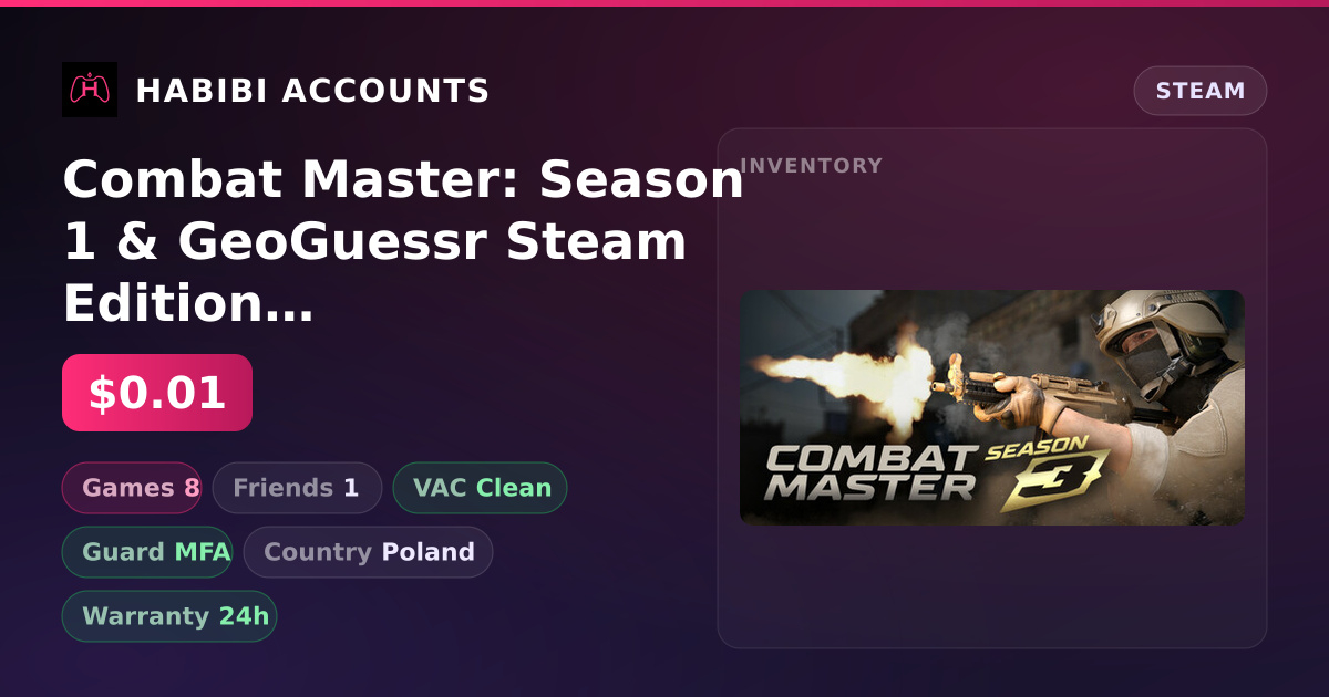 Combat Master: Season 1 & GeoGuessr Steam Edition | Clean — HabibiAccounts
