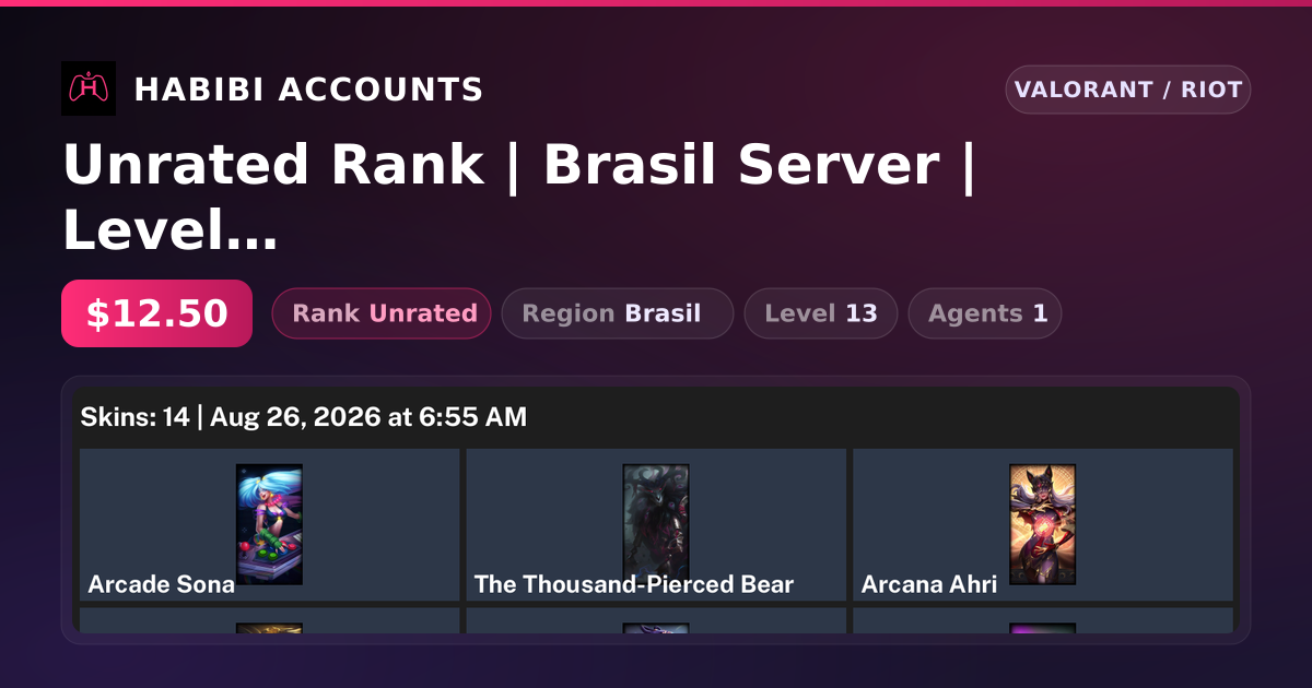 Unrated Rank | Brasil Server | Level 13 — HabibiAccounts