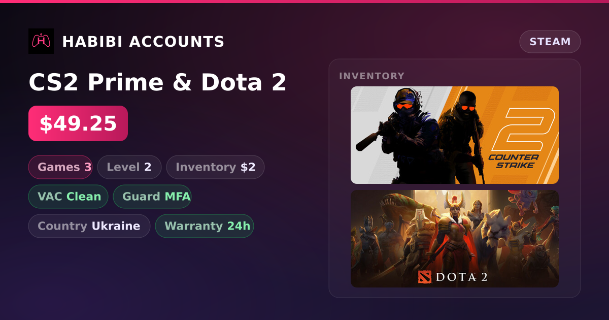 CS2 Prime & Dota 2 — HabibiAccounts