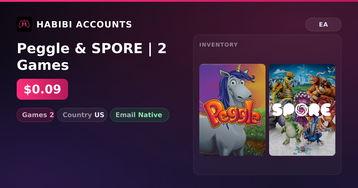 Peggle & SPORE | 2 Games — HabibiAccounts