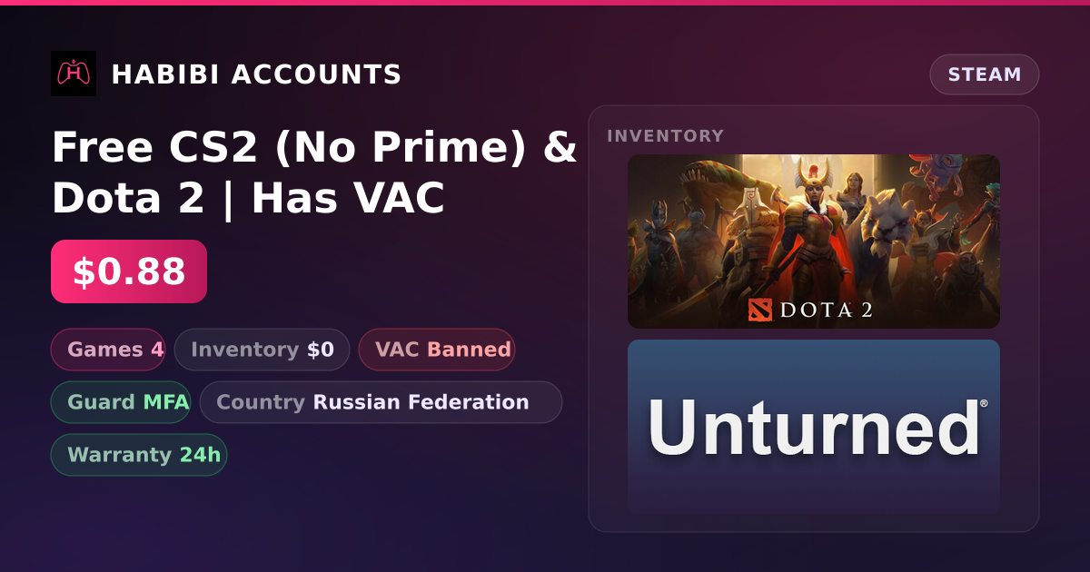 Free CS2 (No Prime) & Dota 2 | Has VAC — HabibiAccounts