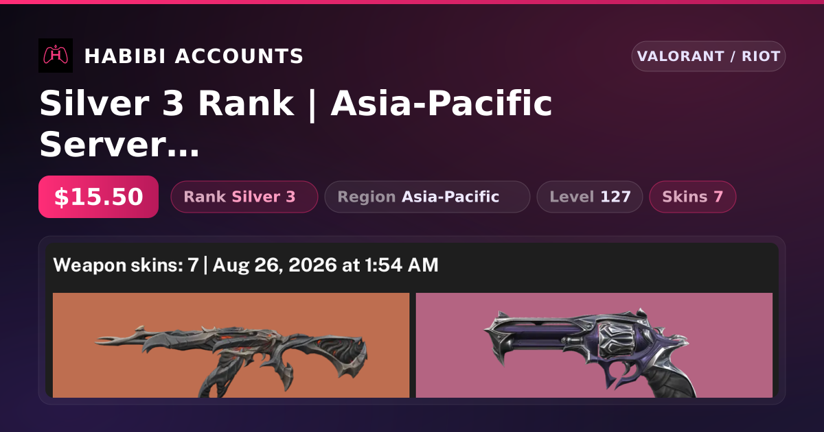 Silver 3 Rank | Asia-Pacific Server | 7 Skins | Level 127 — HabibiAccounts