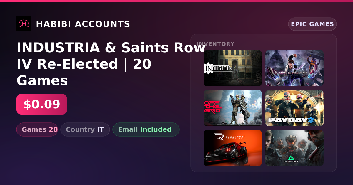 INDUSTRIA & Saints Row IV Re-Elected | 20 Games — HabibiAccounts