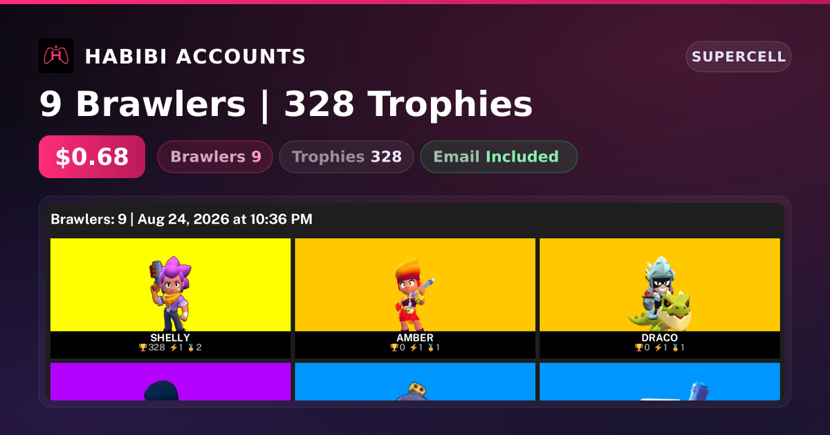 9 Brawlers | 328 Trophies — HabibiAccounts
