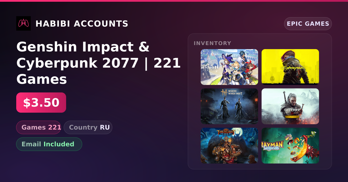 Genshin Impact & Cyberpunk 2077 | 221 Games — HabibiAccounts