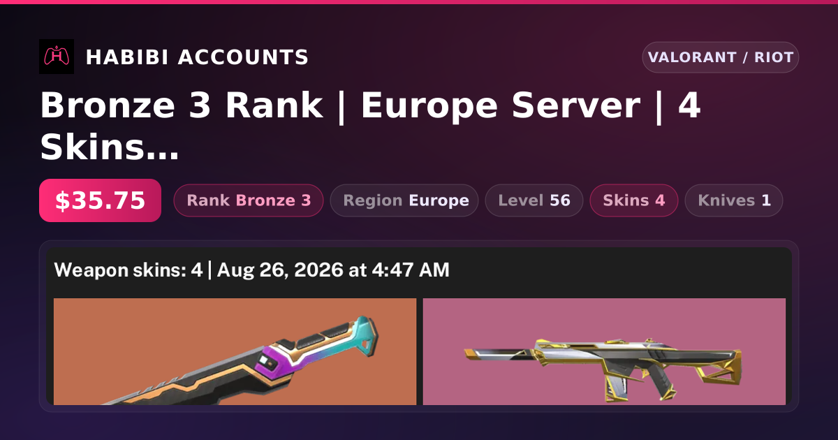 Bronze 3 Rank | Europe Server | 4 Skins | 1 Knives | Level 56 — HabibiAccounts
