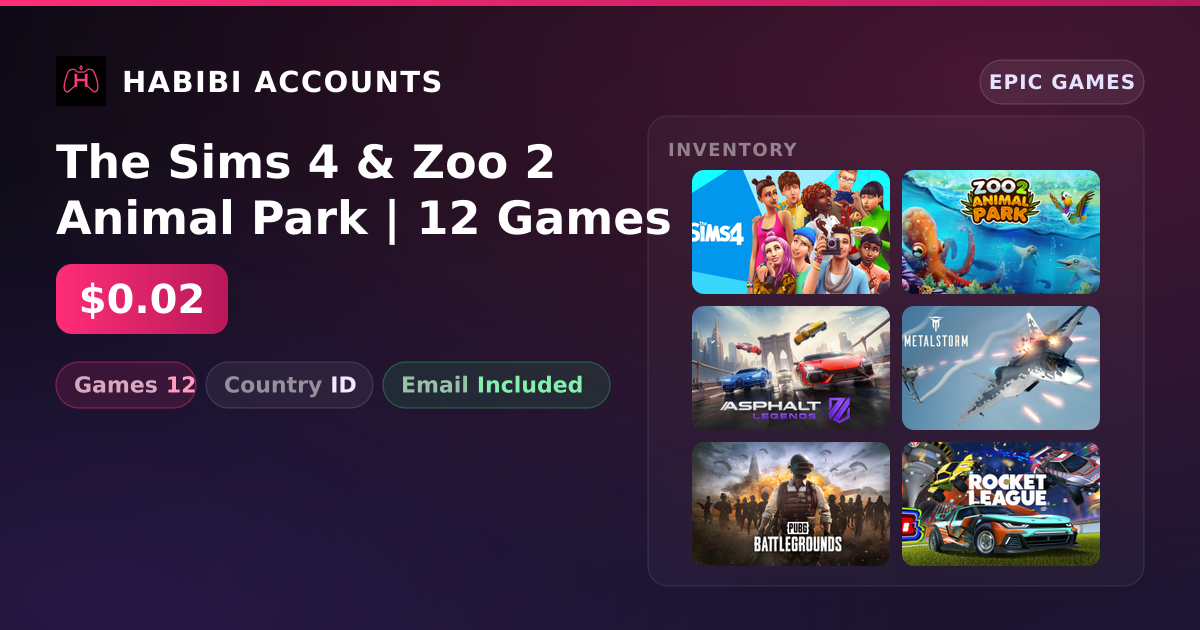 The Sims 4 & Zoo 2 Animal Park | 12 Games — HabibiAccounts