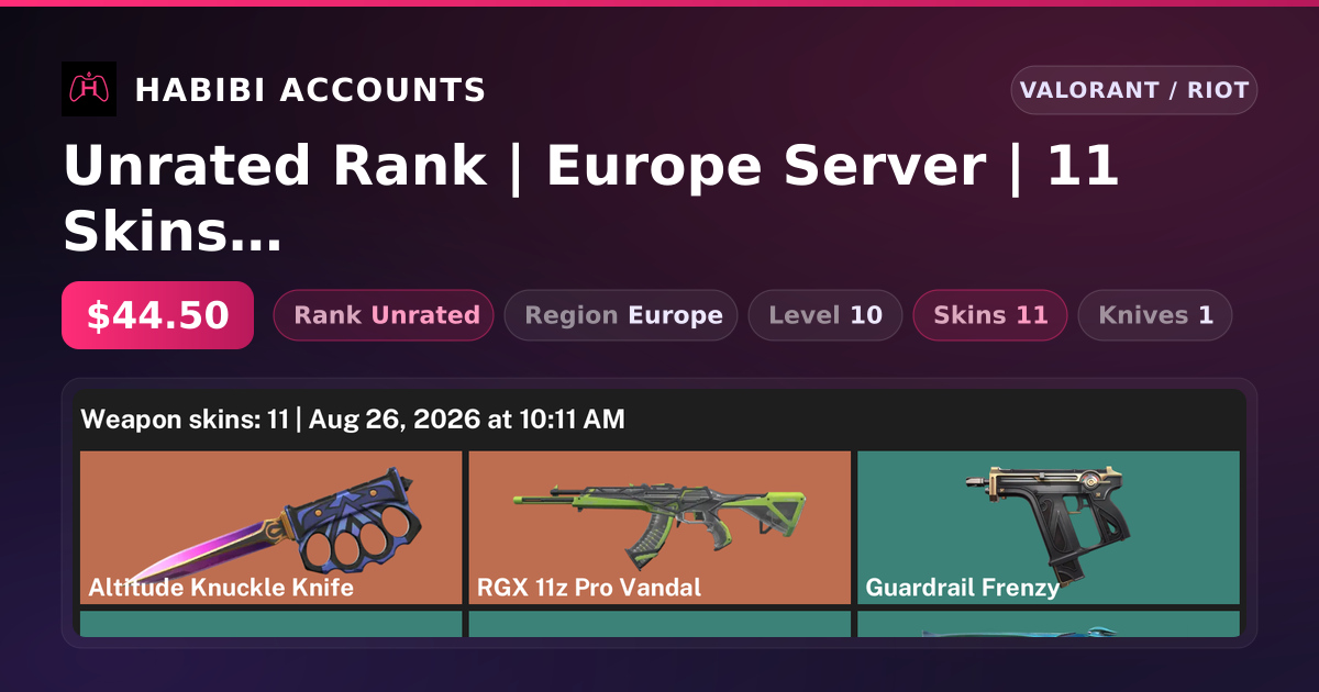 Unrated Rank | Europe Server | 11 Skins | 1 Knives | Level 10 — HabibiAccounts
