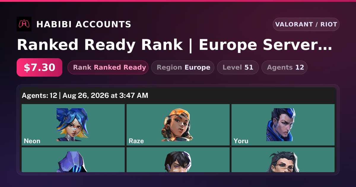 Ranked Ready Rank | Europe Server | Level 51 — HabibiAccounts