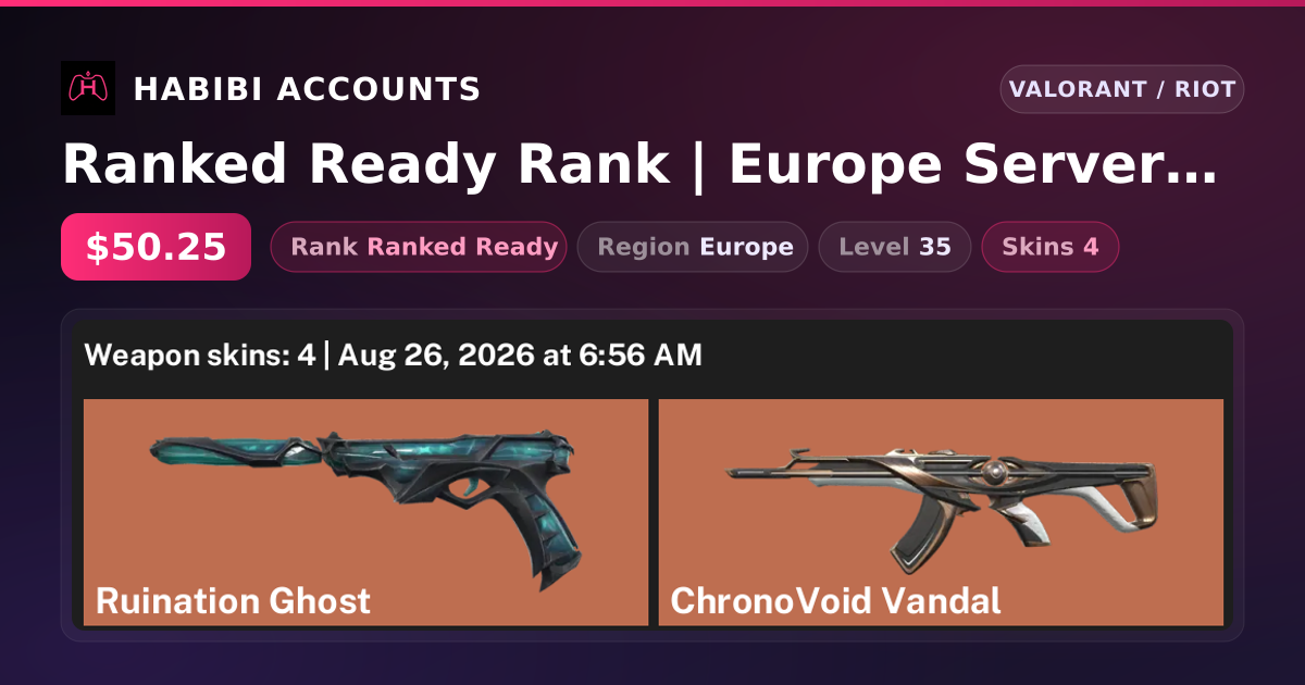 Ranked Ready Rank | Europe Server | 4 Skins | 1 Knives | Level 35 — HabibiAccounts