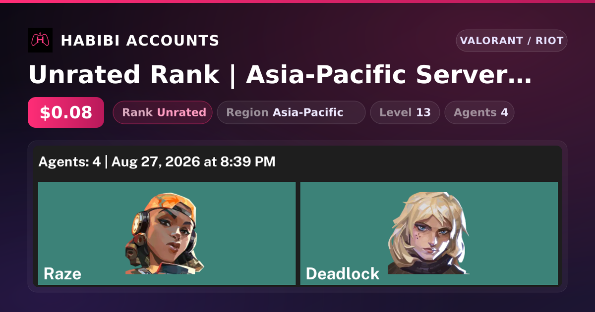 Unrated Rank | Asia-Pacific Server | Level 13 — HabibiAccounts